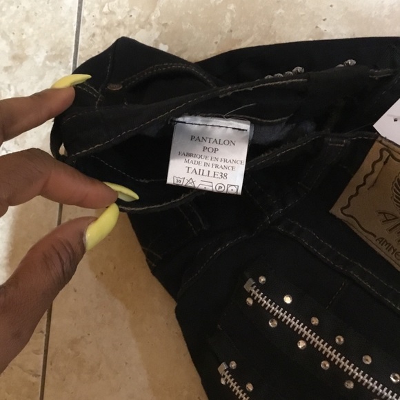 Studded zipper black denim - Picture 7 of 8